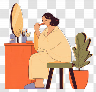 Woman Brushing Hair - Woman At Vanity Table Transparent PNG