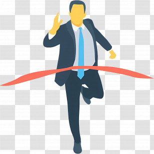 Running Businessman - Businessman Crossing Finish Line In Suit Transparent PNG