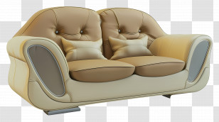 Sofa - Beige Sofa With Cushions Transparent PNG
