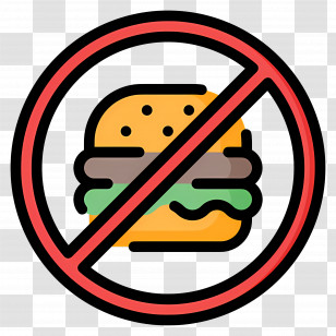 No Food - No Burger Food Prohibition Sign Transparent PNG
