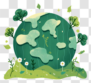 Green Eco Earth - Green Earth With Trees And Clouds Transparent PNG