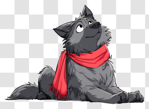 Furry Wolf - Cute Gray Wolf With Red Scarf Transparent PNG