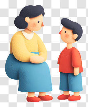 Mother Storytelling To Son - Mother And Child Talking Transparent PNG