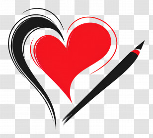 Love Note - Heart And Pen In Artistic Style Transparent PNG