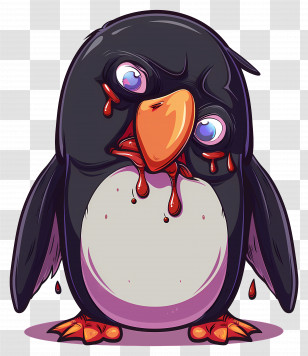 Penguin Crying - Angry Cartoon Penguin With Blood Transparent PNG