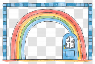 Cute Frame - Rainbow House With An Arch Illustration Transparent PNG