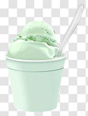 Mint Ice Cream - Mint Ice Cream In Cup With Spoon Transparent PNG