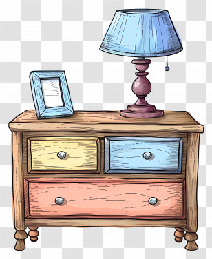 Wooden Chest - Vintage Wooden Dresser With Table Lamp Transparent PNG