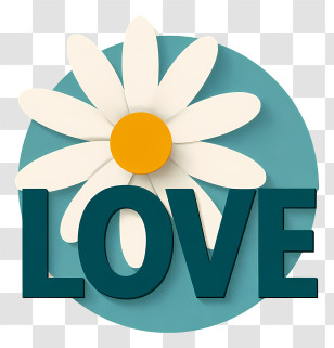 Love Logo - LOVE Text With Daisy Transparent PNG