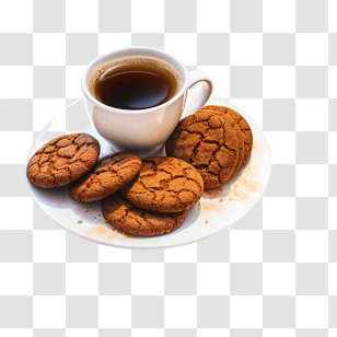 Gingersnaps
 - Coffee And Cookies On White Plate Transparent PNG