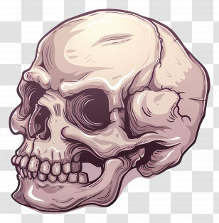 Skull - Human Skull Illustration In Detailed Style Transparent PNG