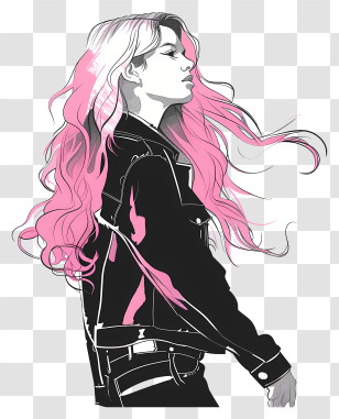 Taylor Swift Silhouette - Stylish Woman With Pink Hair Illustration Transparent PNG