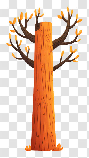Cartoon Tree Trunk - Tall Tree Trunk In Autumn Transparent PNG