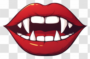 Vampire Lips - Red Lips With Teeth Illustration Transparent PNG