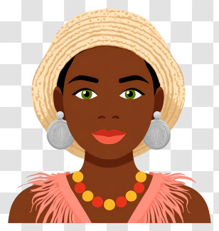 African Woman Portrait - Large Earrings Woman Illustration Transparent PNG