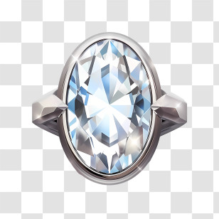 Diamond Ring - Exquisite Diamond Ring With Oval Gemstone Illustration Transparent PNG