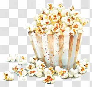 Popcorn - Watercolor Popcorn Bucket Illustration Transparent PNG