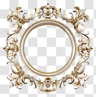 Round Frame - Ornate Square Frame With Golden Highlights Transparent PNG