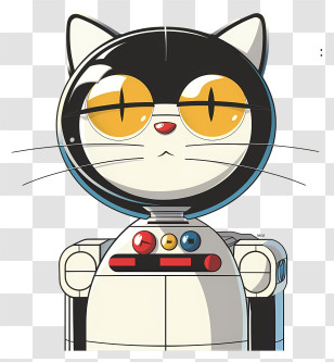 Cat Robot - Futuristic Robotic Cat Illustration Transparent PNG