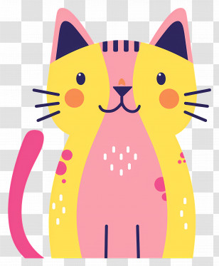Cartoon Cat - Cute Colorful Cartoon Cat Illustration Transparent PNG