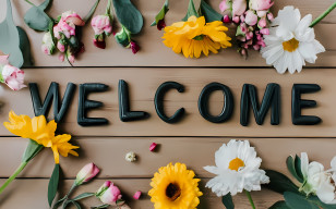 Welcome - Flower-decorated Welcome Sign Transparent PNG