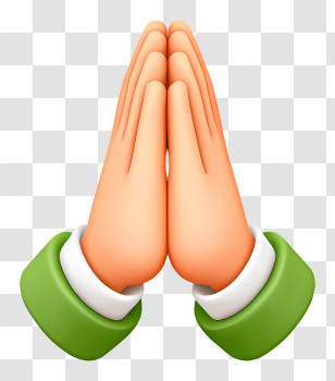 Praying Hands Emoji - Praying Hands Emoji With Green Sleeves Transparent PNG