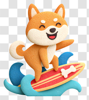 Shiba Inu Dog Surfing - Surfing Dog Transparent PNG