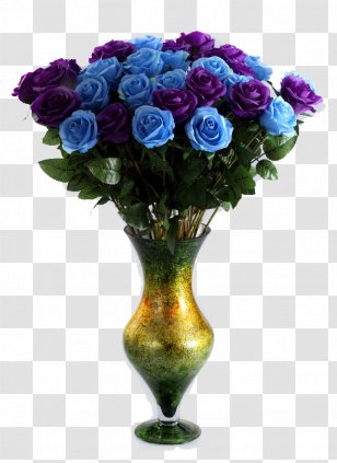 Garden Roses Blue Rose Vase Flower Bouquet - Floral Design Transparent PNG