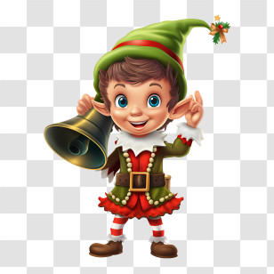 Christmas Elf - Cheerful Christmas Elf With Bell Transparent PNG