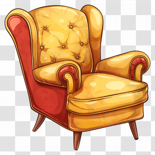 Chair - Yellow Plush Armchair Illustration Transparent PNG