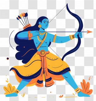 Dussehra - Illustration Of Archer Mythological Figure For Dussehra Transparent PNG