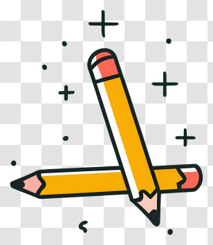 Cartoon - Yellow Pencils Illustration With Creative Sparks Transparent PNG