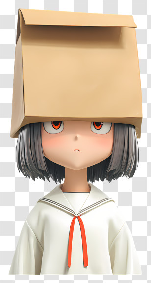 Paper Bag Anime - Character With Box On Head Transparent PNG