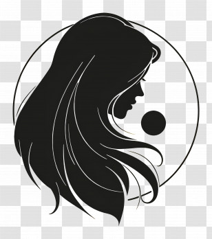 Girl Logo - Elegant Woman Silhouette With Flowing Hair Transparent PNG