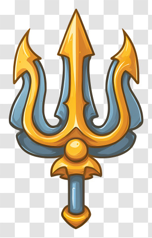 Trident Emblem Emoji - Golden Trident Symbol Transparent PNG