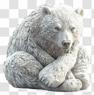 Ice Bear - Detailed White Bear Sculpture Transparent PNG