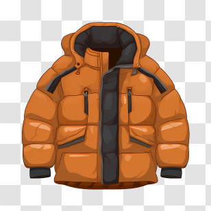 Winter Coat - Orange Puffer Jacket For Winter Transparent PNG
