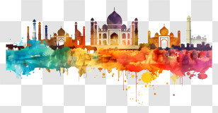 New Delhi - Watercolor Taj Mahal Silhouette Illustration Transparent PNG