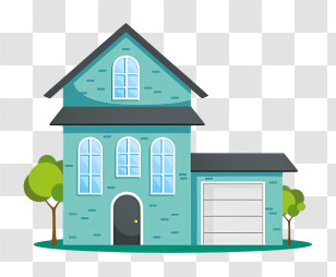 House - Modern Blue Family Home With Garage Transparent PNG