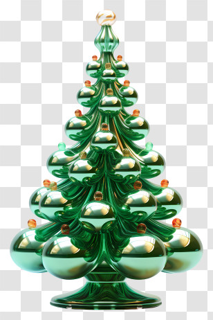 Green Glass Christmas Tree - Elegant Decorative Christmas Tree Ornament Transparent PNG