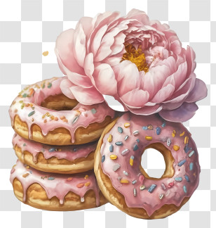 Pink Paisley Flower - Donuts With Pink Flower Transparent PNG