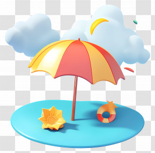 Warmer Weather - Beach Umbrella And Summer Items Transparent PNG