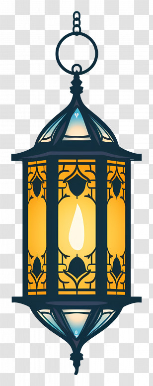 Eid Lamp - Ornamental Lantern With A Glowing Light Transparent PNG