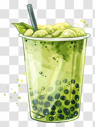 Matcha Bubble Tea - Green Bubble Tea With Tapioca Pearls Transparent PNG
