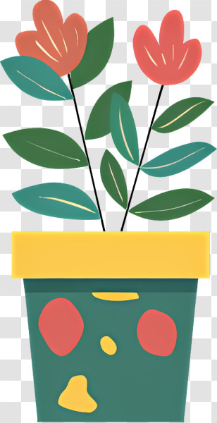 Icon - Potted Plant With Red Flowers Transparent PNG