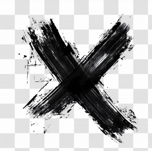X Circle - Black Brush Stroke X Transparent PNG