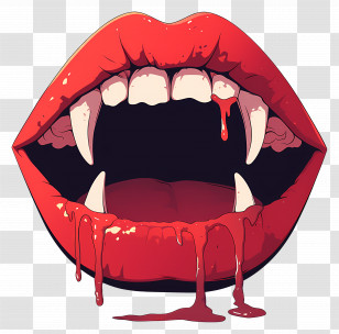 Vampire Teeth - Vampire Lips With Fangs Transparent PNG