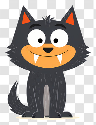 Kawaii Halloween Werewolf - Cartoon Wolf With Big Eyes And Fangs Transparent PNG