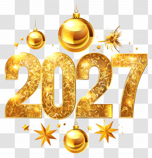 Year 2027 - Golden 2027 For New Year Celebration Transparent PNG