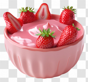 Strawberry Smoothie Bowl - Strawberry Yogurt Dessert Bowl Transparent PNG